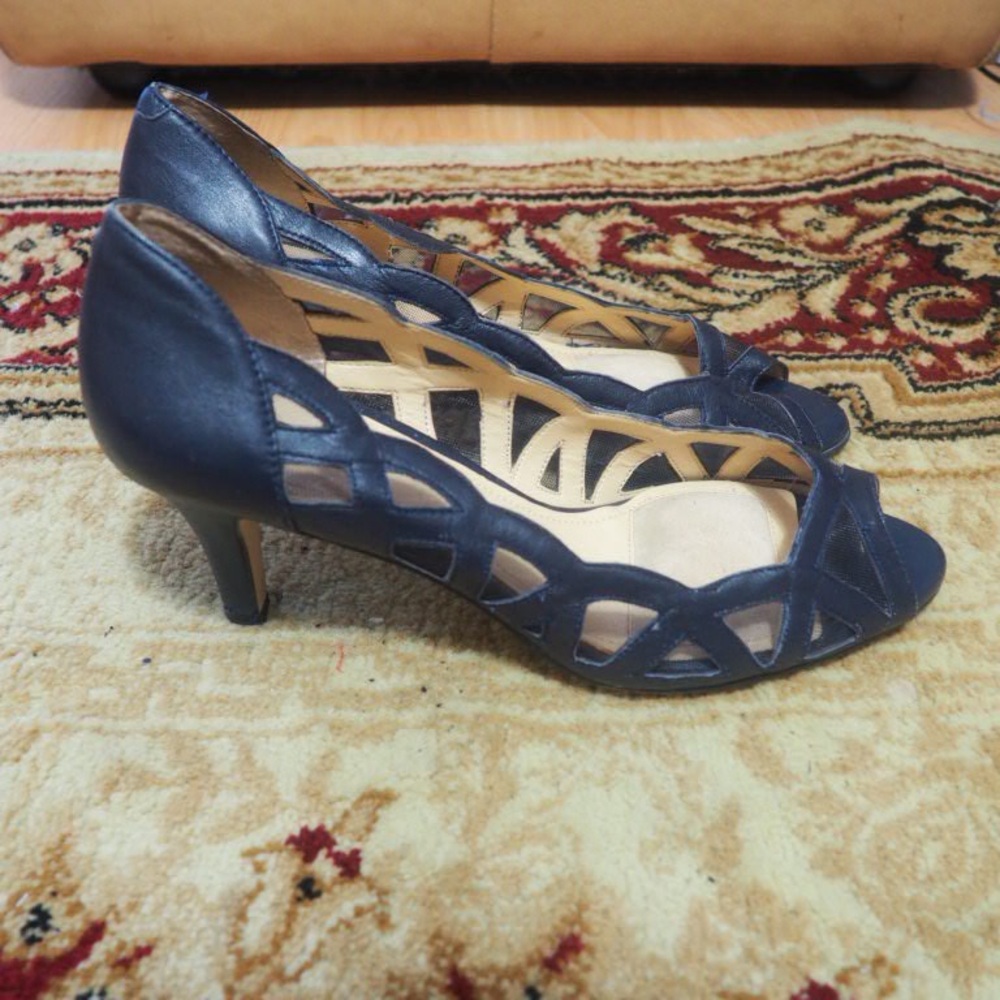 Alex Marie Black Peep-Toe Heels